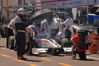 World © Octane Photographic Ltd. GP2 Monaco GP, Monte Carlo, Thursday 23rd May 2013. Practice and Qualifying. Stefano Coletti with steaming brakes – Rapax. Digital Ref : 0693cb7d0968