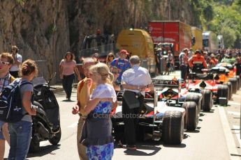 World © Octane Photographic Ltd. GP2 Monaco GP, Monte Carlo, Thursday 23rd May 2013. Practice and Qualifying. The Pre-qualifying queue to enter the pits. Digital Ref: 0693cb7d1128