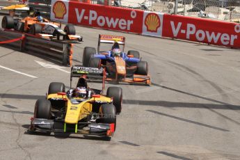 World © Octane Photographic Ltd. GP2 Monaco GP, Monte Carlo, Friday 24th May. Feature Race. Stephan Richelmi - DAMS, Jon Lancaster - Hilmer Motorsport and Adrian Quaife-Hobbs -  MP Motorsport. Digital Ref : 0697cb7d1763