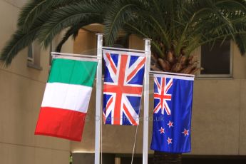 World © Octane Photographic Ltd. GP2 Monaco GP, Monte Carlo, Friday 24th May. Feature Race. The flags go up for Sam Bird – Russian TIME, Kevin Ceccon - Trident Racing and Mitch Evans. – Arden International. Digital Ref : 0697cb7d2098