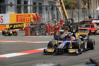 World © Octane Photographic Ltd. GP2 Monaco GP, Monte Carlo, Friday 24th May. Feature Race. Felipe Nasr - Carlin and James Calado – ART Grand Prix. Digital Ref : 0697lw1d8746