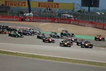 World © Octane Photographic Ltd. GP2 German GP, Nurburgring, 6th July 2013. Race 1. Marcus Ericsson and Stephan Richelmi lead the opening lap - DAMS. Digital Ref : 0746lw1d7613