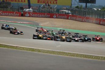 World © Octane Photographic Ltd. GP2 German GP, Nurburgring, 6th July 2013. Race 1. Marcus Ericsson and Stephan Richelmi lead the opening lap - DAMS. Digital Ref : 0746lw1d7620