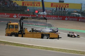 World © Octane Photographic Ltd. GP2 German GP, Nurburgring, 6th July 2013. Race 1. Qualifying. Kevin Ceccon's car is recovered by the recovery truck - Trident Racing. Digital Ref : 0746lw1d7791