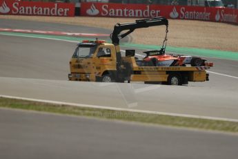 World © Octane Photographic Ltd. GP2 German GP, Nurburgring, 6th July 2013. Race 1. Adrian Quaife-Hobbs' car is recovered by the recovery truck after being caught up in the 1st corner accident -  MP Motorsport. Digital Ref : 0746lw1d7795