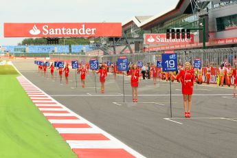 World © Octane Photographic Ltd./Chris Enion. GP2 British GP, Silverstone, Saturday 29th June 2013. Race 1. Grid Girls. Digital Ref : 0731ce1d8229