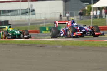 World © Octane Photographic Ltd. GP2 British GP, Silverstone, Sunday 30th June 2013. Race 2. Jolyon Palmer - Carlin and Sergio Canamasas – EQ8 Caterham Racing. Digital Ref : 0732lw1d1870