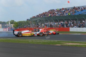 World © Octane Photographic Ltd. GP2 British GP, Silverstone, Sunday 30th June 2013. Race 2 Daniel Abt – ART Grand Prix spins as Mitch Evans. – Arden International passes. Digital Ref : 0732lw1d1956