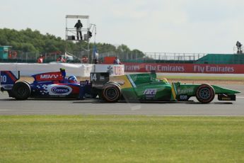 World © Octane Photographic Ltd. GP2 British GP, Silverstone, Sunday 30th June 2013. Race 2. Sergio Canamasas – EQ8 Caterham Racing under pressure from Jolyon Palmer - Carlin. Digital Ref : 0732lw1d2027