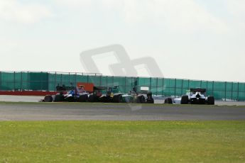 World © Octane Photographic Ltd. GP2 British GP, Silverstone, Sunday 30th June 2013. Race 2. Sergio Canamasas – EQ8 Caterham Racing under pressure from Jolyon Palmer - Carlin. Digital Ref : 0732lw1d2037