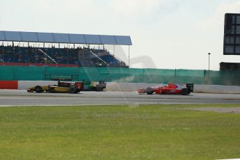 World © Octane Photographic Ltd. GP2 British GP, Silverstone, Sunday 30th June 2013. Race 2 Stephan Richelmi - DAMS and Mitch Evans – Arden International pass Sergio Canamasas – EQ8 Caterham Racing as he goes through the gravel. Digital Ref : 0732lw1d2057