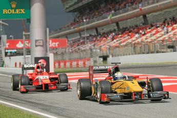 World © Octane Photographic Ltd. GP2 Spanish GP, Circuit de Catalunya, Saturday 11th May 2013. Qualifying. Marcus Ericsson - DAMS and Johnny Cecotto – ART Grand Prix. Digital Ref :0662cb1d9598