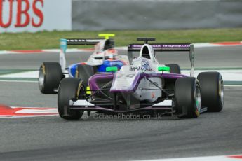 World © Octane Photographic Ltd. GP3 Qualifying - Saturday 11th May 2013 Dallara GP3/13 - Circuit de Catalunya. Status Grand Prix – Josh Webster and Jenzer Motorsport – Patric Niederhauser. Digital ref : 0669cb1d0357