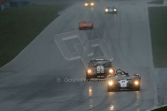 World © Octane Photographic Ltd. Donington Park 80th Anniversary Meeting (March 1933 – March 2013). HSCC Guards Trophy Car Championship supported by Dunlop Tyres. Gary Wright – Elva Mk8 and Colin McKay – Jaguar E-Type. Digital Ref : 0600lw1d5816