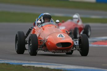 World © Octane Photographic Ltd. Donington Park 80th Anniversary Meeting (March 1933 – March 2013). HSCC/FJHRA Historic Formula Junior Championship – Race A Front Engine, morning practice and qualifying. Derek Walker – Terrier MkIV and Gordon Russell – Gemini Mk2. Digital Ref : 0598lw1d5168
