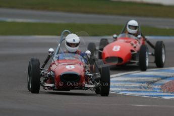 World © Octane Photographic Ltd. Donington Park 80th Anniversary Meeting (March 1933 – March 2013). HSCC/FJHRA Historic Formula Junior Championship – Race A Front Engine, morning practice and qualifying. Stephen Barlow – BMC Mk1 and Gordon Russell – Gemini Mk2. Digital Ref : 0598lw1d5249