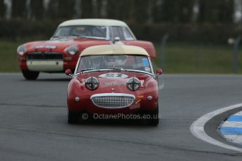 World © Octane Photographic Ltd. Donington Park 80th Anniversary Meeting (March 1933 – March 2013). HSCC Historic Road Sports Championship supported by Witchampton Garage (Inc. Class B2 Guards Trophy), morning practice and qualifying. Peter Chappell – Austin Healey Sprite Mk1. Digital Ref : 0599lw1d5329