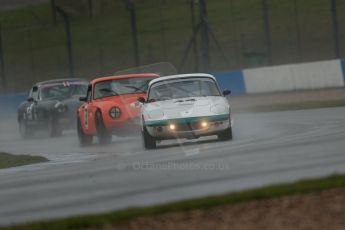 World © Octane Photographic Ltd. Donington Park 80th Anniversary Meeting (March 1933 – March 2013). HSCC 70s Road Sport Championship (Inc. Class B2 Guards Trophy). Alan Harper – Lotus Elan S4, Ian Forward – TVR Tamar and Robert Gate – Jaguar E-Type. Digital Ref : 0590lw1d6155