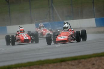 World © Octane Photographic Ltd. Donington Park 80th Anniversary Meeting (March 1933 – March 2013). HSCC Historic Formula Ford Championship in association with Avon Tyres. Pertti Kiiveri – Kvantyi Mk1, Maxim Bartell – Merlyn Mk20A and Stuart Dix – Cooper Chinook. Digital Ref : 0591lw1d6343