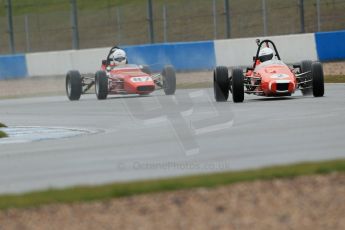 World © Octane Photographic Ltd. Donington Park 80th Anniversary Meeting (March 1933 – March 2013). HSCC Historic Formula Ford Championship in association with Avon Tyres. Benn Simms – JMR 7 Jomo and Nelson Rowe – Crossle 20F. Digital Ref : 0591lw1d6383