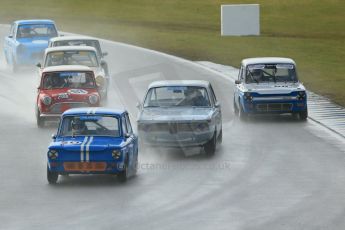 World © Octane Photographic Ltd. Donington Park 80th Anniversary Meeting (March 1933 – March 2013). HSCC/HRSR ByBx Historic Touring Car Championship. Simon Benoy – Hillman Imp, Jonathan Gromm – BMW 1800, Pete Morgan – Austin Mini and Andrew Jones – Singer Chamois. Digital Ref : 0592lw1d6625