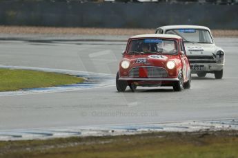 World © Octane Photographic Ltd. Donington Park 80th Anniversary Meeting (March 1933 – March 2013). HSCC/HRSR ByBx Historic Touring Car Championship. Pete Morgan – Austin Mini and John Avill – Ford Lotus Cortina. Digital Ref : 0592lw1d6724