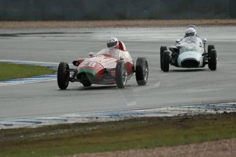 World © Octane Photographic Ltd. Donington Park 80th Anniversary Meeting (March 1933 – March 2013). HSCC/FJHRA Historic Formula Junior Championship – Race A Front Engine. Michael Ashley-Brown – Volpini-Fiat Monoposto and Justin Fleming – Lola MkII. Digital Ref : 0593lw1d6819