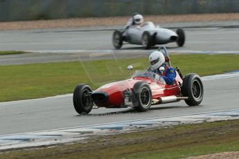 World © Octane Photographic Ltd. Donington Park 80th Anniversary Meeting (March 1933 – March 2013). HSCC/FJHRA Historic Formula Junior Championship – Race A Front Engine. Stephen Barlow – BMC Mk1 and Roger Dexter – Elva 100. Digital Ref : 0593lw1d6839