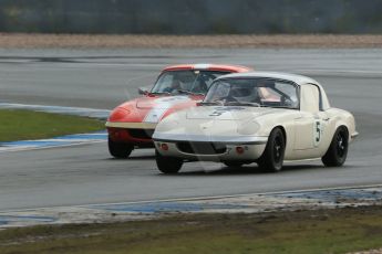 World © Octane Photographic Ltd. Donington Park 80th Anniversary Meeting (March 1933 – March 2013). HSCC Historic Road Sports Championship supported by Witchampton Garage (Inc. Class B2 Guards Trophy). Peter Shaw – Lotus Elan S1 and Larry Kennedy – Lotus Elan S4. Digital Ref : 0594lw1d6866
