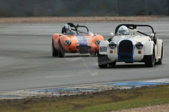 World © Octane Photographic Ltd. Donington Park 80th Anniversary Meeting (March 1933 – March 2013). HSCC Historic Road Sports Championship supported by Witchampton Garage (Inc. Class B2 Guards Trophy). Tim Pearce – Morgan Plus 8 and Justin Murphy – Ginetta G4. Digital Ref : 0594lw1d6931