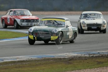 World © Octane Photographic Ltd. Donington Park 80th Anniversary Meeting (March 1933 – March 2013). HSCC Historic Road Sports Championship supported by Witchampton Garage (Inc. Class B2 Guards Trophy). Peter Boyes/Jan Boyes – MGB, Steve Naish – MGB and Johan Denekamp – Alfa Romeo GTV. Digital Ref : 0594lw1d7064