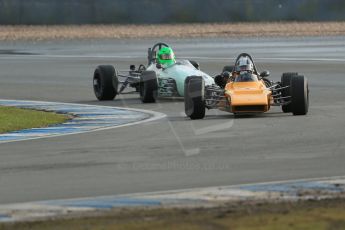 World © Octane Photographic Ltd. Donington Park 80th Anniversary Meeting (March 1933 – March 2013). HSCC Classic Racing Cars Championship, supported by the Cubicle Centre. Ian Jones – Lotus 59 and Dean Forward – Brabham BT21B. Digital Ref : 0595lw1d7080