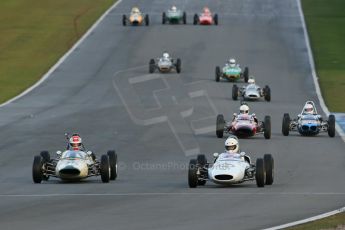 World © Octane Photographic Ltd. Donington Park 80th Anniversary Meeting (March 1933 – March 2013). HSCC/FJHRA Historic Formula Junior Championship – Race B, Rear Engine cars, Classes C-E. Peter Morton – Lightning Envoyette and Jack Woodhouse – Lotus 20/22. Digital Ref : 0596lw1d7220