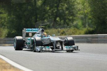 World © Octane Photographic Ltd. F1 Hungarian GP - Hungaroring. Friday 26th July 2013. F1 Practice 2. Mercedes AMG Petronas F1 W04 – Lewis Hamilton. Digital Ref : 0760lw1d1698