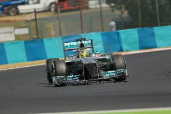 World © Octane Photographic Ltd. F1 Hungarian GP - Hungaroring. Thursday. 25th July 2013. F1 Practice 2. Mercedes AMG Petronas F1 W04 - Nico Rosberg. Digital Ref : 0760lw1d1880