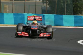 World © Octane Photographic Ltd. F1 Hungarian GP - Hungaroring. Friday 26th July 2013. F1 Practice 2. Vodafone McLaren Mercedes MP4/28 - Sergio Perez . Digital Ref : 0760lw1d1903