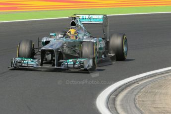 World © Octane Photographic Ltd. F1 Hungarian GP - Hungaroring. Friday 26th July 2013. F1 Practice 2. Mercedes AMG Petronas F1 W04 – Lewis Hamilton. Digital Ref : 0760lw1d2047