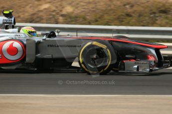 World © Octane Photographic Ltd. F1 Hungarian GP - Hungaroring. Saturday 27th July 2013. F1 Qualifying. Vodafone McLaren Mercedes MP4/28 - Sergio Perez . Digital Ref : 0764lw1d3952