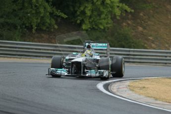 World © Octane Photographic Ltd. F1 Hungarian GP - Hungaroring. Thursday. 25th July 2013. F1 Qualifying. Mercedes AMG Petronas F1 W04 - Nico Rosberg. Digital Ref : 0764lw1d4181