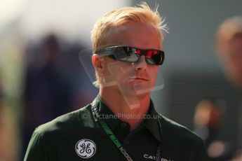 World © Octane Photographic Ltd. F1 Hungarian GP - Hungaroring, Saturday 27th July 2013 - Paddock. Caterham F1 Team – Heikki Kovalainen. Digital Ref : 0762lw1d2943