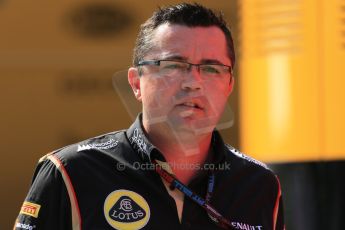 World © Octane Photographic Ltd. F1 Hungarian GP - Hungaroring, Saturday 27th July 2013 - Paddock. Lotus F1 Team - Eric Boullier. Digital Ref : 0762lw1d2991