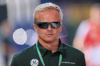 World © Octane Photographic Ltd. F1 Hungarian GP - Hungaroring. Friday 26th July 2013. F1 Paddock - Heikki Kovalainen - Caterham. Digital Ref : 0757lw1d0667