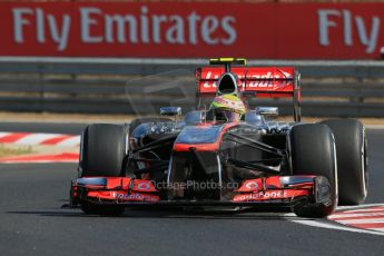 World © Octane Photographic Ltd. F1 Hungarian GP - Hungaroring. Friday 26th July 2013. F1 Practice 1. Vodafone McLaren Mercedes MP4/28 - Sergio Perez . Digital Ref : 0758lw1d0856