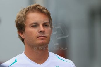 World © Octane Photographic Ltd. F1 Hungarian GP - Hungaroring. Thursday Paddock. 25th July 2013. Mercedes AMG Petronas F1 W04 - Nico Rosberg. Digital Ref : 0756lw1d0367