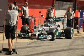 World © Octane Photographic Ltd. Wednesday 14th May 2014. Circuit de Catalunya - Spain - Formula 1 In-Season testing. Mercedes AMG Petronas F1 W05 Hybrid with megaphone exhaust - Nico Rosberg. Digital Ref: