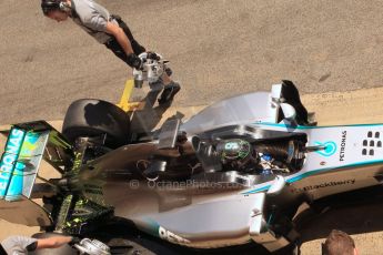 World © Octane Photographic Ltd. Wednesday 14th May 2014. Circuit de Catalunya - Spain - Formula 1 In-Season testing. Mercedes AMG Petronas F1 W05 Hybrid without megaphone exhaust - Nico Rosberg. Digital Ref: