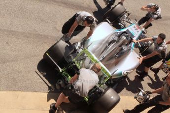World © Octane Photographic Ltd. Wednesday 14th May 2014. Circuit de Catalunya - Spain - Formula 1 In-Season testing. Mercedes AMG Petronas F1 W05 Hybrid without megaphone exhaust - Nico Rosberg. Digital Ref: