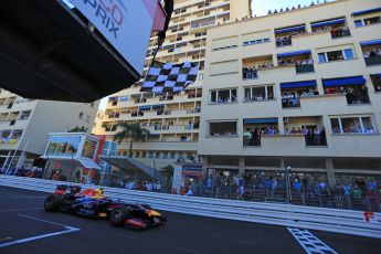 World © Octane Photographic Ltd. F1 Monaco GP, Monte Carlo - Sunday 26th May - Finish Line. Infiniti Red Bull Racing RB9 - Mark Webber crosses the line to secure 3rd. Digital Ref : 0712lw1d1875