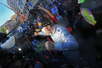 World © Octane Photographic Ltd. F1 Monaco GP, Monte Carlo - Sunday 26th May - Podium and celebrations. Mercedes AMG Petronas' Nico Rosberg celebrates after his lights to flag victory. Digital Ref : 0712lw1d2156