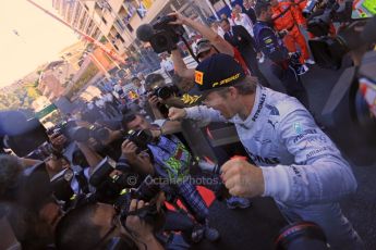 World © Octane Photographic Ltd. F1 Monaco GP, Monte Carlo - Sunday 26th May - Podium and celebrations. Mercedes AMG Petronas' Nico Rosberg celebrates after his lights to flag victory. Digital Ref : 0712lw1d2161